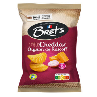 BRETS CHIPS CHEDDAR OIGNON 125G
