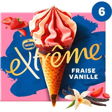 CÔNES GLACÉS FRAISE VANILLE EXTRÊME NESTLÉ