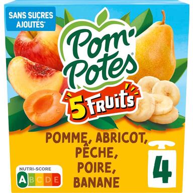 POM’POTES 5 FRUITS POMME ABRICOT PÊCHE POIRE BANANE MATERNE