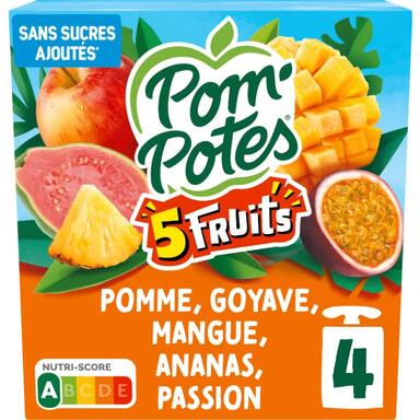 POM’POTES 5 FRUITS POMME GOYAVE MANGUE ANANAS PASSION MATERNE